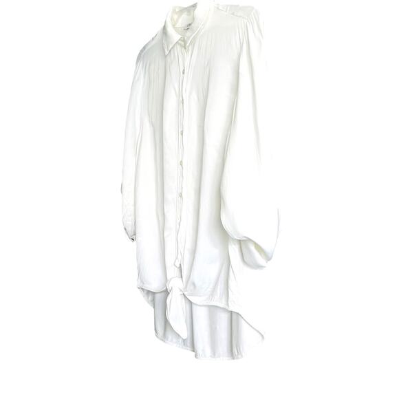 TRANSFER LONG ROLL-TAB SLV, V-NECK, POINTED COLLAR BLOUSE, WOMENS, XL, WHITE - Picture 6 of 12
